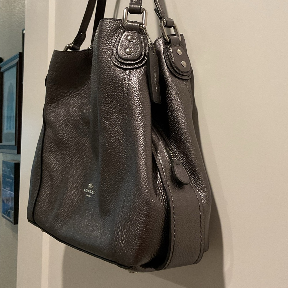 Coach Pewter Leather Women's Bag - Picture 6 of 16